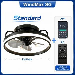 Smart LED Ceiling Fan Light 13.5inchs Energy Save Fan Light 3 Color 6 Speeds Silent Fans For Kitchen Toilet Bathroom
