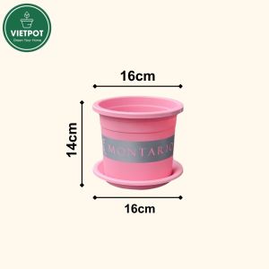 Chậu nhựa trồng cây VIETPOT màu hồng MONTARIO trồng hoa kiểng để nhà ban công sân vườn