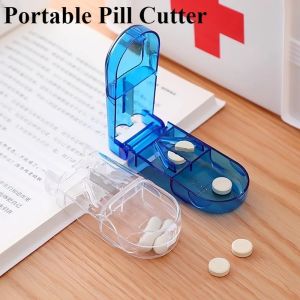 Pill Cutter with Medicine Storage Box Transparent Medicine Cutter Portable Mini Medicine Kit Holder