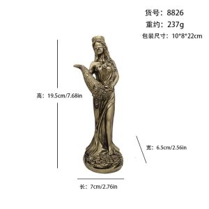 21.5*7CM Greek Goddess Of Wealth Sculpture Statue Opening Gift Cash Register Office Lucky Decoration Fortune Ornaments