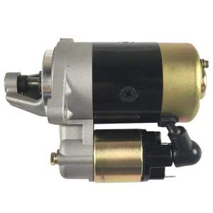 Starter Motor Heavy Duty Silver and Black with Gold End Cap Fits Automotive Use in Garage Scene
