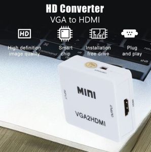 VGA To HDMI Converter Full HD 1080p for PC DVD P3 3.5mm Audio Video Adapter