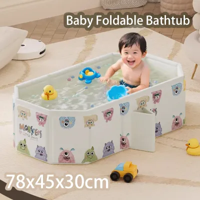 Foldable Baby Bathtub Portable Toddler Bathtub 2 Color Secure Bath Barrel for Children