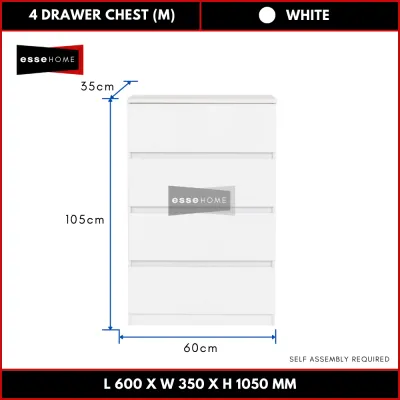 [Size M] EsseHome 4 Layer Chest Drawer Papan Tebal Storage Almari Laci 4