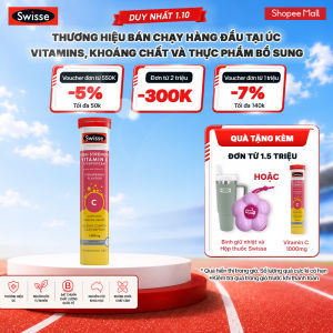 Swisse High Strength Vitamin C 1000mg Effervescent - Viên Sủi Vitamin C Liều Cao Hỗ Trợ Tăng Cường Đề Kháng - 20 Viên