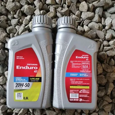 Pertamina Enduro 4T Racing 1L 10W-40 oli mesin sepeda motor anti slip on clutch sintetik VR46 20W-50.
