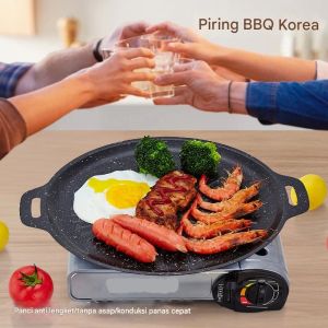 Alat Grill Panggangan BBQ Wajan Bulat Serbaguna Diameter 32cm/34cm Anti Lengket dan Mudah diBersihkan