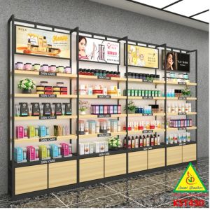 Kệ trưng bày sản phẩm hàng hóa  kệ trang trí khung sắt mặt gỗ KST430 - NỘI THẤT LẮP RÁP VIENDONGADV