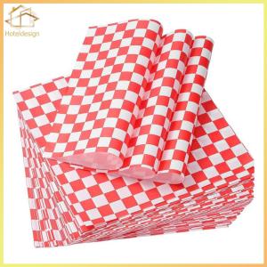500Pcs Red Checkered Waxed Deli Paper Sheets 30*30cm Basket Liners Food Picnic Paper Sheets for Bread Sandwich Burger