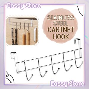 Stainless Steel Cabinet Rack 5 Hooks Organizer Hook Heavy Duty Over The Door Hook Door Hanger Wall Hook Towel Hanger