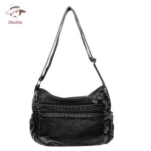 Denim Womens Shoulder Bag with Adjustable Strap Large Capacity Retro Crossbody Bag for Daily Use