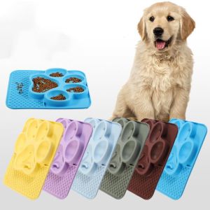 R1A9M Non-slip Pet Slow Feeder Bowl Choke-proof Silicone Cat Food Bowl Multi-use Portable Dog Feeding Basin Water Food
