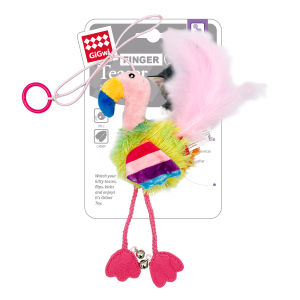 [GiGwi] Finger Teaser Flamingo with Catnip Inside and Bell - Interactive Cat Toy | Use Fingers to Play with Cats
