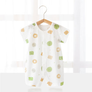 Baby Short Sleeved Boy and Gril thin Breathable Jumpsuit Baby Pure Cotton Hoodie Crawling Clothes Summer Newborn Clothes