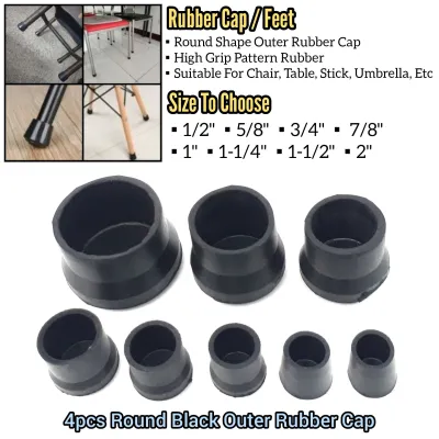 4pcs Round Black Rubber Cap Stopper Bush For Chair Furniture Cabinet Leg Chair Floor Protection