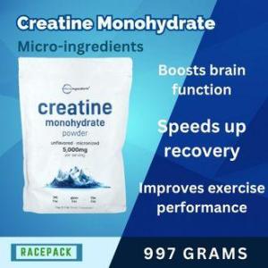 Micro Ingredients Creatine Monohydrate Powder Unflavored 2.2 lb 1 kg Build muscle boost recovery