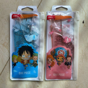 Set thước eke One Piece Deli H17 Thước học sinh cute 2 màu xanh hồng