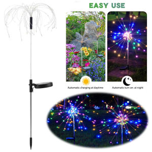 2Pcs Solar Outdoor Garden Lights Waterproof Garden Fairy Light 8 Lighting Modes Outdoor Solar Fairy Lights for Yard Patio Pathway Lawn Flowerbed Decor