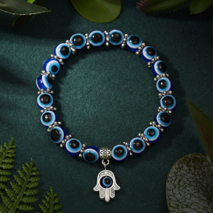 Charm Evil Eye Bead Protection Good Luck Bracelet Jewelry Hamsa Hand Bracelet Blue Retro Blue Eyes Fatima Hand Pendant Bracelet