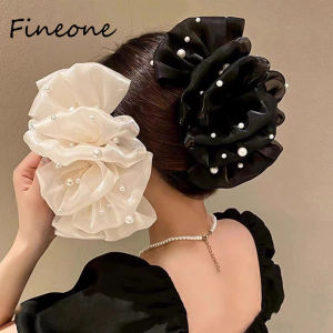 Summer Sweet Pearl Big Bow Hair Claw Clips for Women Elegant Bowknot Ponytail clip Headdress Accessories