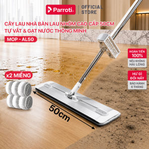 Cây Lau Nhà Tự Vắt Thông Minh Parroti Bàn Lau Nhôm 50cm Xoay 360 Độ Có Gạt Nước Trợ Lực Cây Lau Nhà Công Nghiệp 2 Miếng Lau Microfiber Dày Dặn Mẫu Mới 2026 - AL50