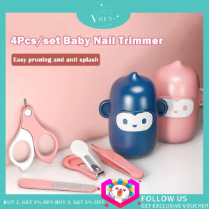 VREN 4Pcs/set Baby Anti Splash Nail Clippers for Kids Fingernail Cutter Professional Stainless Steel Manicure Tools Nail Trimmer Pedicure Scissor