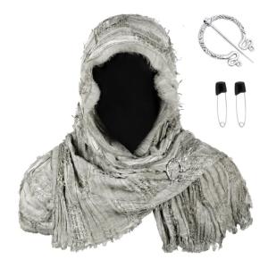 เสื้อคลุมมีฮู้ดสำหรับผู้ชายผ้าพันคอยุคกลางมีเข็มกลัดเสื้อคลุมมีฮู้ดแบบชาว Vikinges ผ้าคลุมศีรษะ Renaissances โกงสำหรับคอสเพลย์ฮาโลวีน