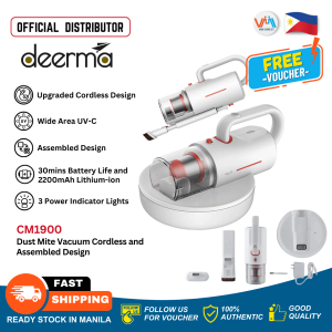 Deerma CM1900 Cordless Dust Mite Vacuum Cleaner up to 30mins use UV Sterilizer Rechargeable Large Suction and Intelligent infrared sensor Simple Install Dust cup and filter can be cleaned Electric Handheld Vacuum with indicator Light For Car Home Room VMI
