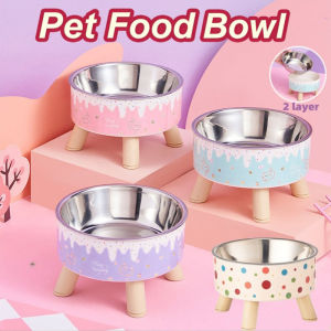 Stainless Steel Pet Elevated Bowl Colorful Dopamine Detachable Feeder Spine Protection Food Basin