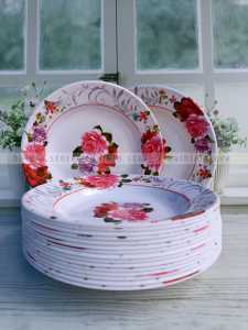 promo spesial 1 pcs piring makan melamine ukuran 225 cm motif kembang terbaru kualitas food grade