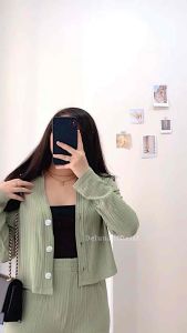 Deluna - Setelan Wanita Knit Premium Casey 2in1 Outer + Pants