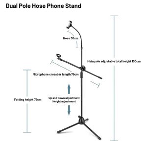 [✅SG Ready Stock] Microphone Stand Adjustable Tripod Stand with Clips Foldable Mic Stand for Karaoke Singing Live Microphone Stand