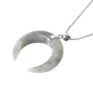 Healing Crescents Moon Necklace Crescents Moon Necklace with Healing Natural Stone Crystals for Fashion Women
