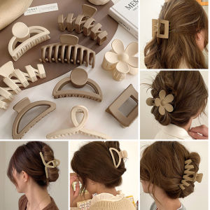 BC 1Pc Korean Coffee Beige Large Hair Claw Acrylic Hairpin Geometry Barrette Crab Hair Clips Headwear Womens Girl Hair Accessories