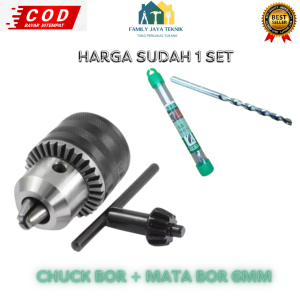 Kepala Chuck 10 mm 1/2" inch Perkakas Bor Tangan - Drill Chuck Bonus 1 mata bor
