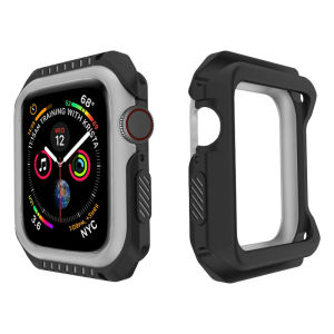 VUAERANG Silicone+Hard Armor Case Compatible for Apple Watch 4 5 6 SE 40MM 44MM Frame Protective Bumper Cover for i Watch 3 2 1 38MM 42MM