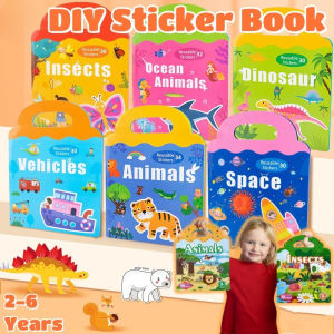 Baby Reusable Sticker Book DIY Puzzle Game Quite Busy Book for Toddlers Educational Learning Book
