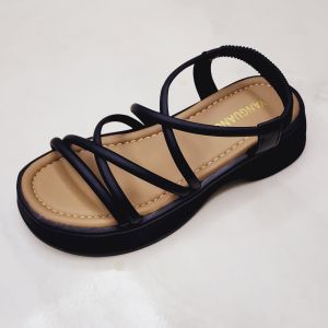 Giày Đế Bằng Dây Đan Quai Ống Hút Da Mềm Hậu Thun Cao 5P A6821