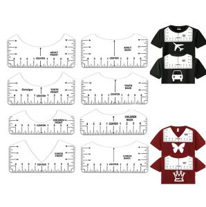 8pcs T-Shirt Ruler Guide / V-Neck/Round Rule Rulers To Center Designs Pocket Logo / Graphics Heat Press Alignment Tool