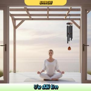 SHNGki 26 inch nhôm ống gió Chimes lớn ngoài trời Vườn chuông với gỗ treo Tag cho ban công hành lang trang trí
