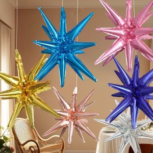 ก๊าซตกแต่ง เพิ่มความรู้สึกถึงพิธีการ ดาว ประดับลูกโป่ง 4d แสงหยดน้ำ 4 มิติชิ้นเดียว เพิ่มบรรยากาศวันหยุด