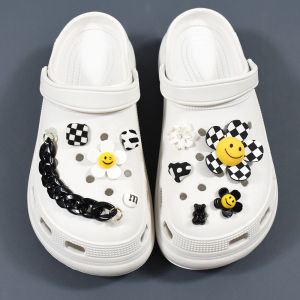 Cute Cartoon Crocs Jibbitz Charms Shoe Buckle Hole Shoes DIY Accessories Lattice Sunflower Shoe Chain Removable Clogs Decoration for Crocs