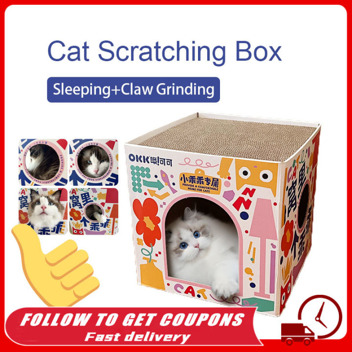 Scratch Boxes Cute Cat Scratch Box cheese Cat House Scratcher Board Scratch-resistant ...