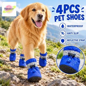 4 Pcs Waterproof Dog Shoes Anti Slip Rubber Sole Adjustable Velcro Paw Guard For Small Medium Dogs Walking