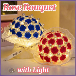 DIY Pearl Rose Bouquet with Light Atmosphere Creative Rechargeable Birthday Valentine’s Day Gift