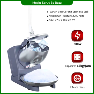 Mesin Serut Es Salju Ice Crusher 2 Mata Pisau 500 Watt Alat Serut Es