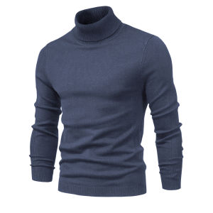 IELGY New Casual Mens Solid Color Pullover Turtleneck Mens Casual Knitwear