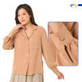 Áo sơ mi nữ YODY tay dài, thiết kế suông trẻ trung, thanh lịch, túi ốp cổ ve SMN6176. 