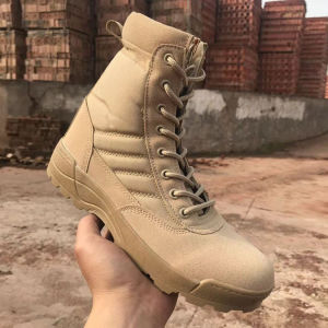 Men shoes🌟รองเท้าคอมแบท🌟 รองเท้าทหาร รองเท้ารด รองเท้าตำรวจ ซิปข้าง 9 รู Bogie1 มี2สีให้เลือก🚚