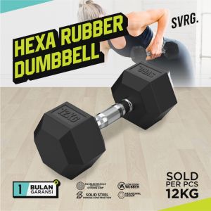 Svarga Hexagonal Dumbbell - 12 KG - Hexagon Rubber Dumbell Barbell